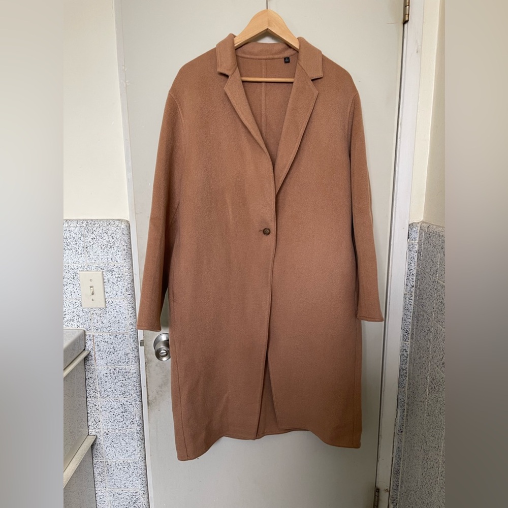 UNIQLO long coat in tan/beige